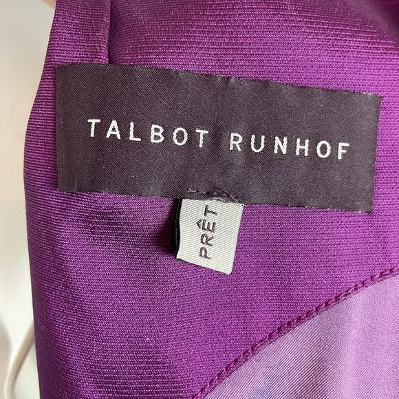 Talbot Runhof Purple Gown Drape Waist Formal Dress‎ Size 6 Sleeveless Silk Blend